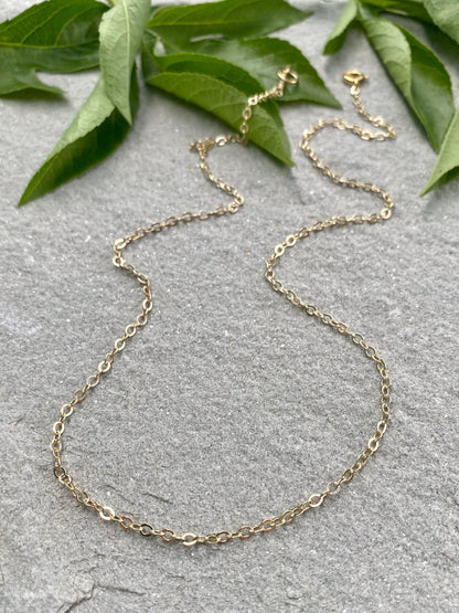 gold filled flat cable pendant chain