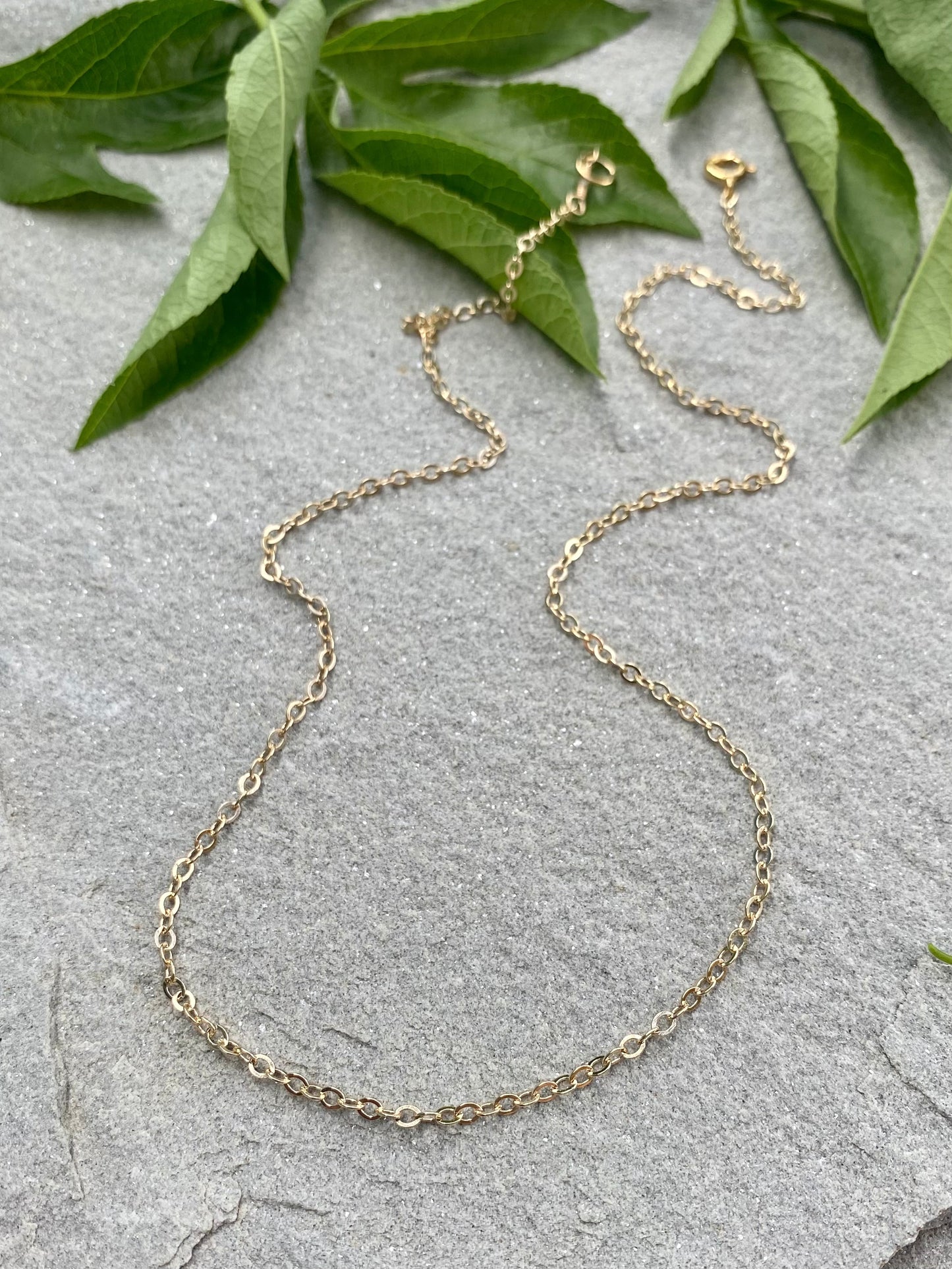 gold filled flat cable pendant chain