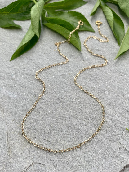 gold filled flat cable pendant chain