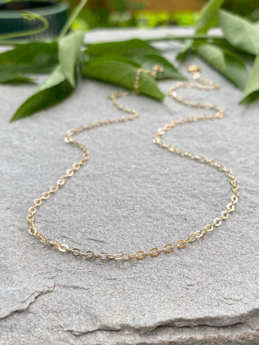 gold filled flat cable pendant chain