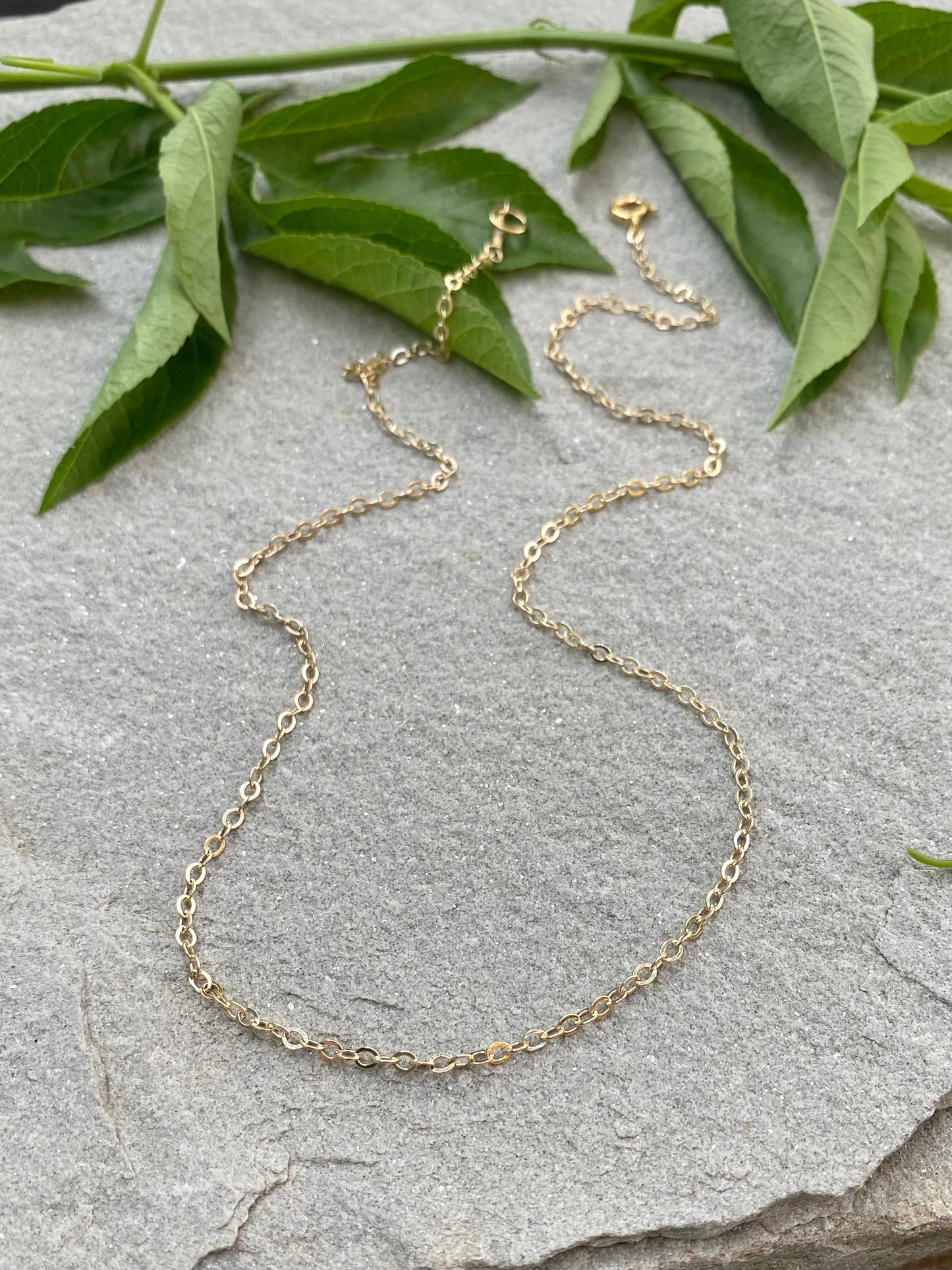 gold filled flat cable pendant chain