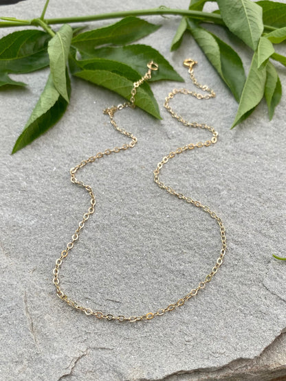 gold filled flat cable pendant chain