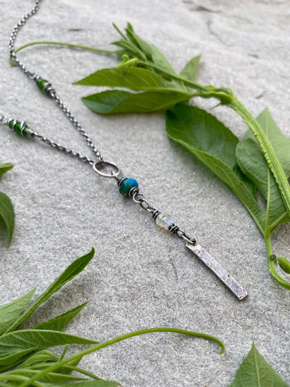 short wavy gem pendant