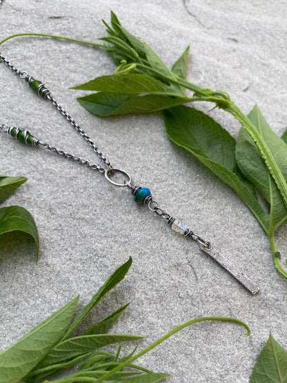short wavy gem pendant