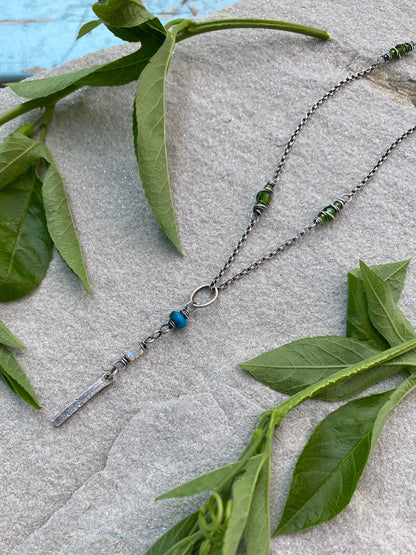 short wavy gem pendant