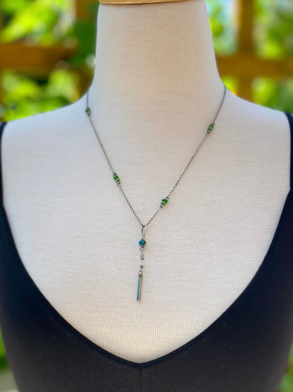 short wavy gem pendant