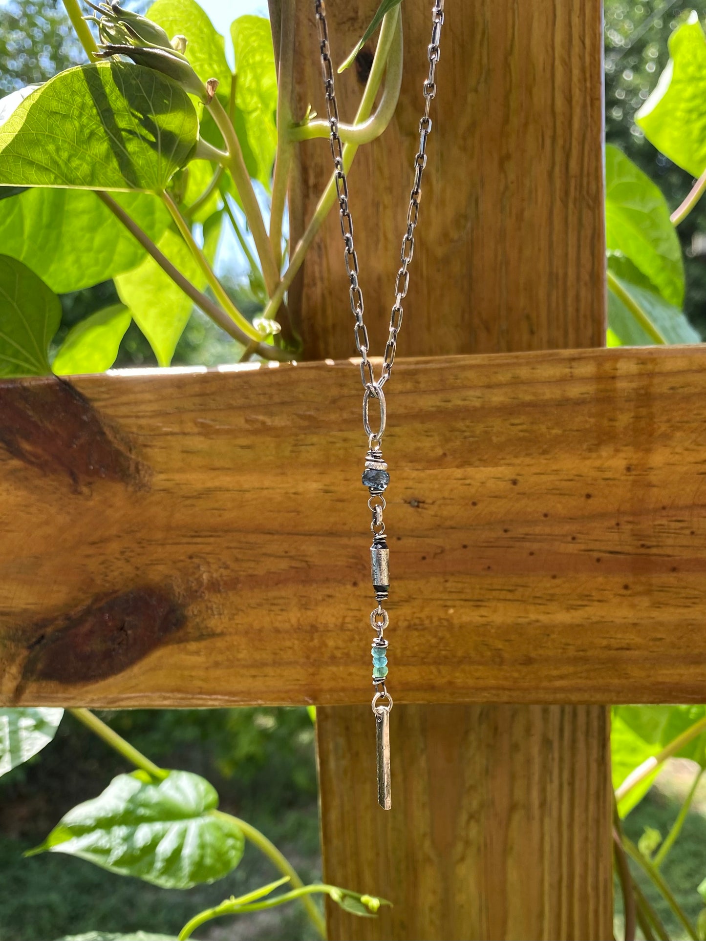 long wavy gem pendant