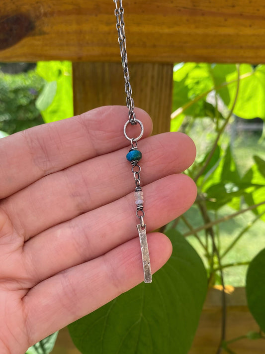 short wavy gem pendant