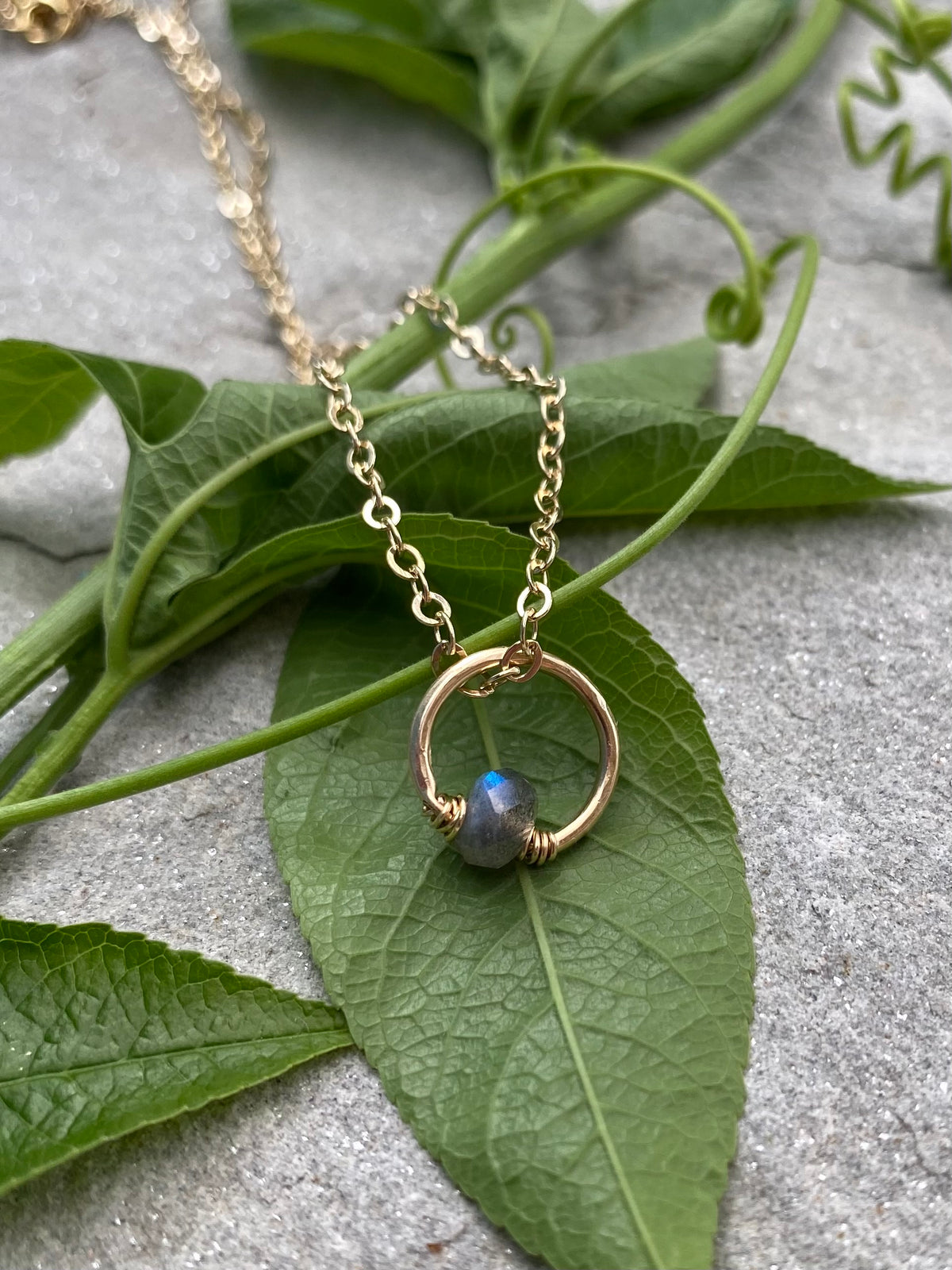 labradorite ring charm