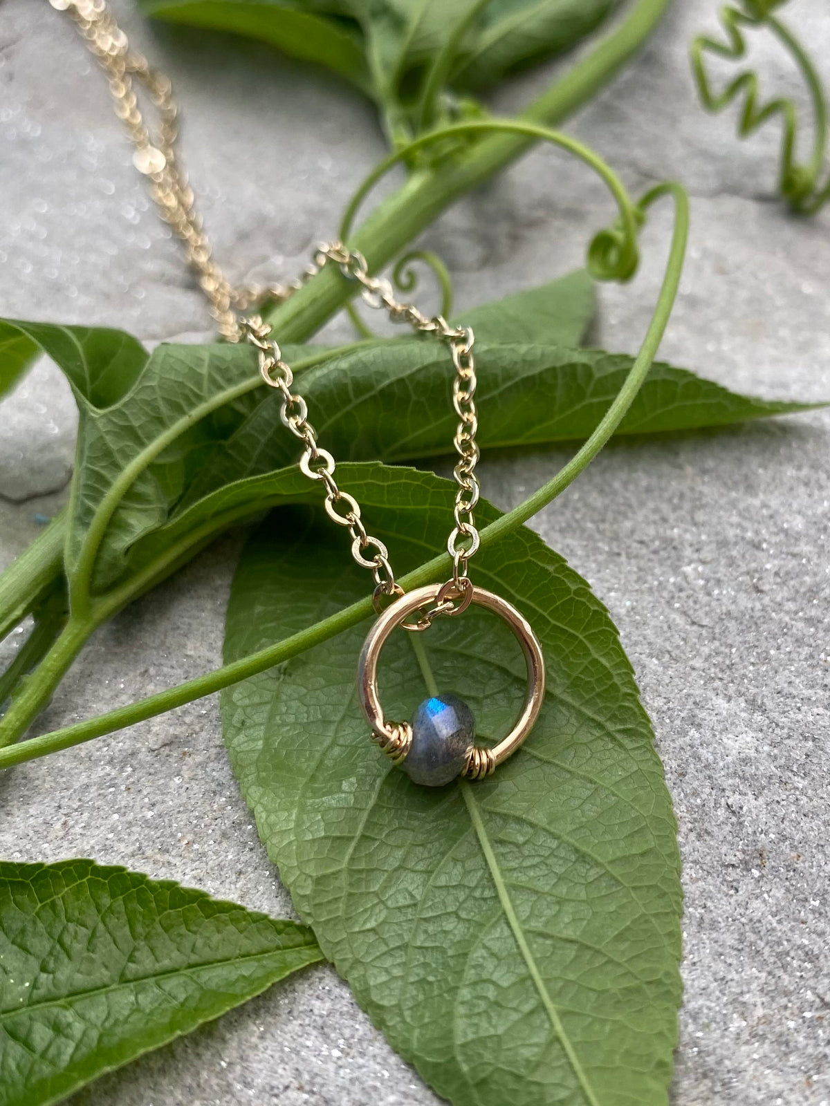 labradorite ring charm