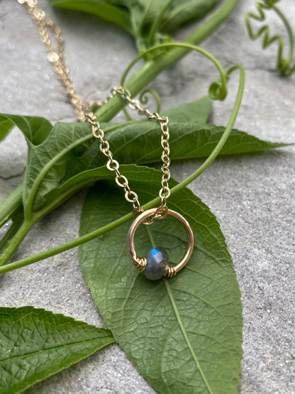 labradorite ring charm