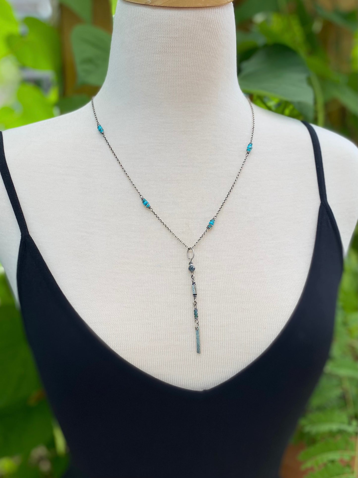 long wavy gem pendant