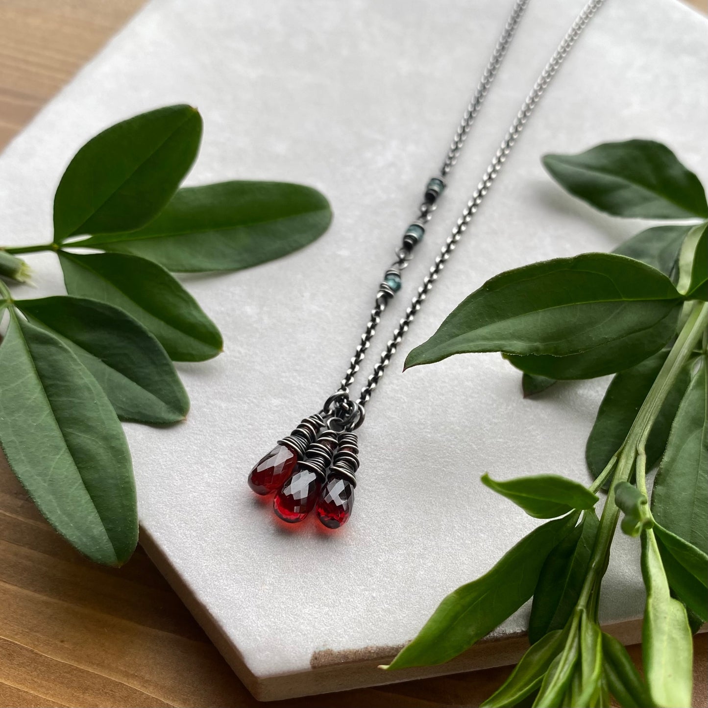 Garnet 3 Wrap Necklace