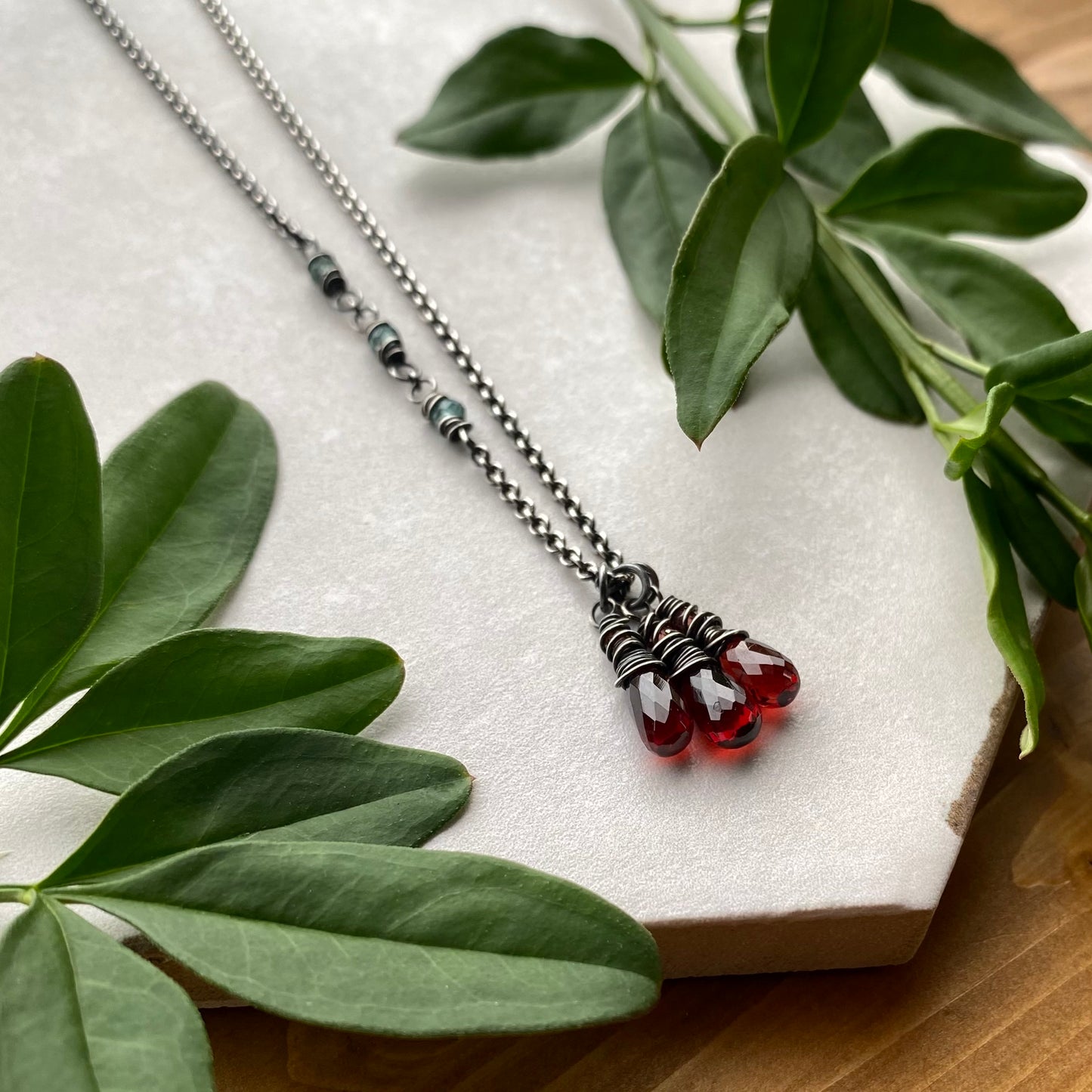 Garnet 3 Wrap Necklace