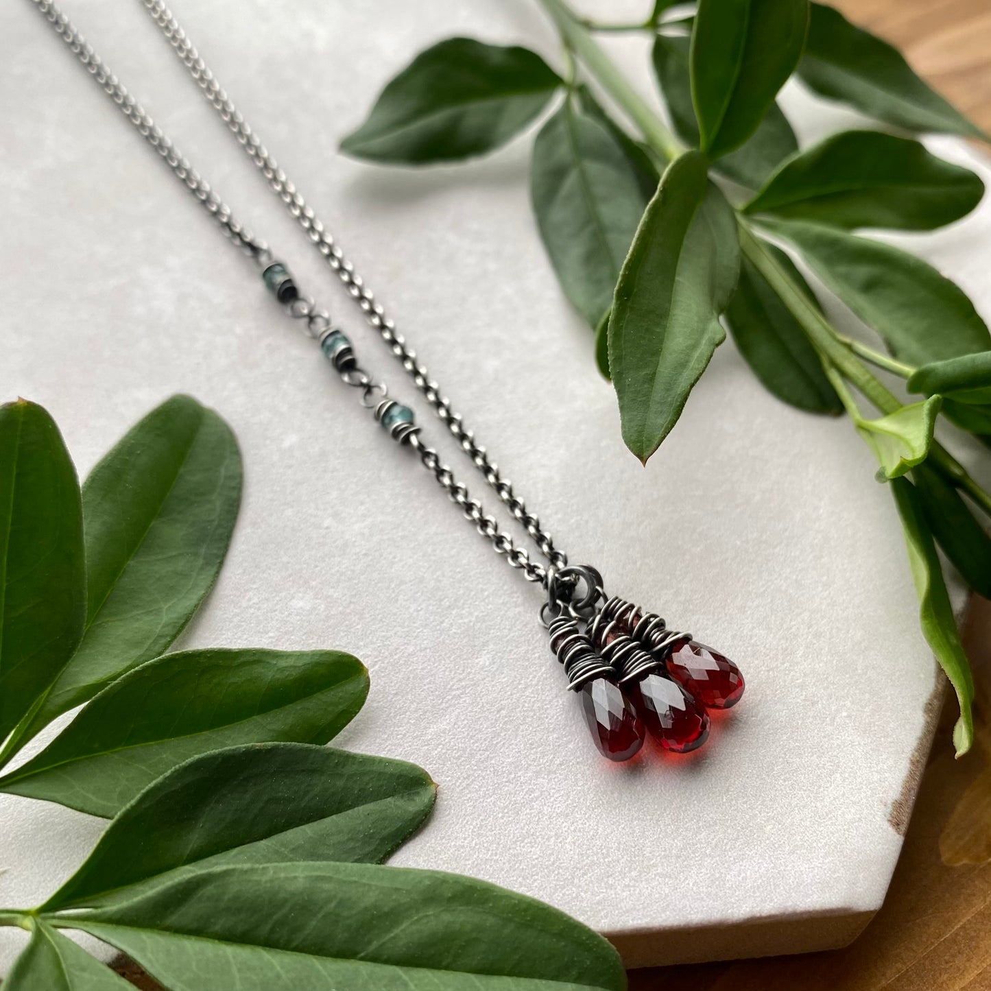 Garnet 3 Wrap Necklace