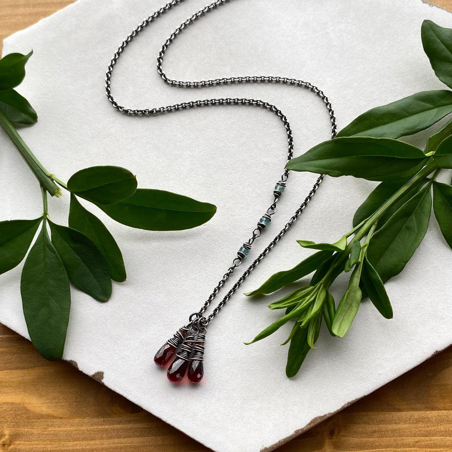 Garnet 3 Wrap Necklace