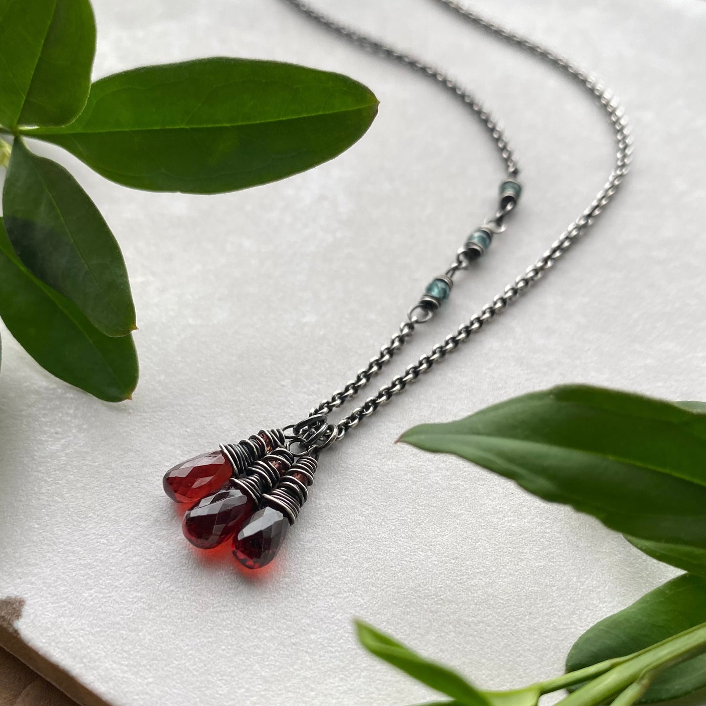 Garnet 3 Wrap Necklace