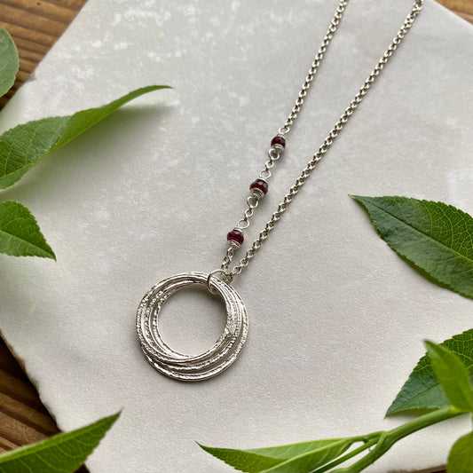 50th Birthday Necklace, Sterling Silver 5 Circles Necklace, Perfect 50th Gift for her