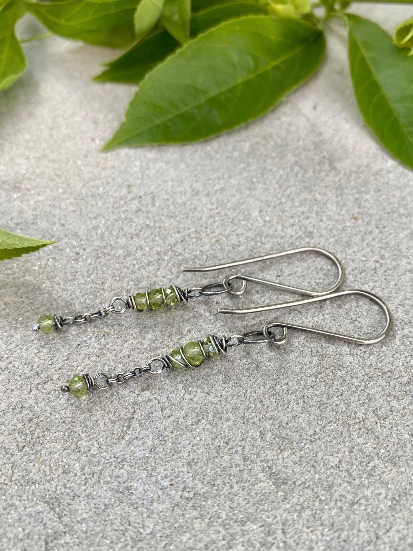 peridot satellite earrings
