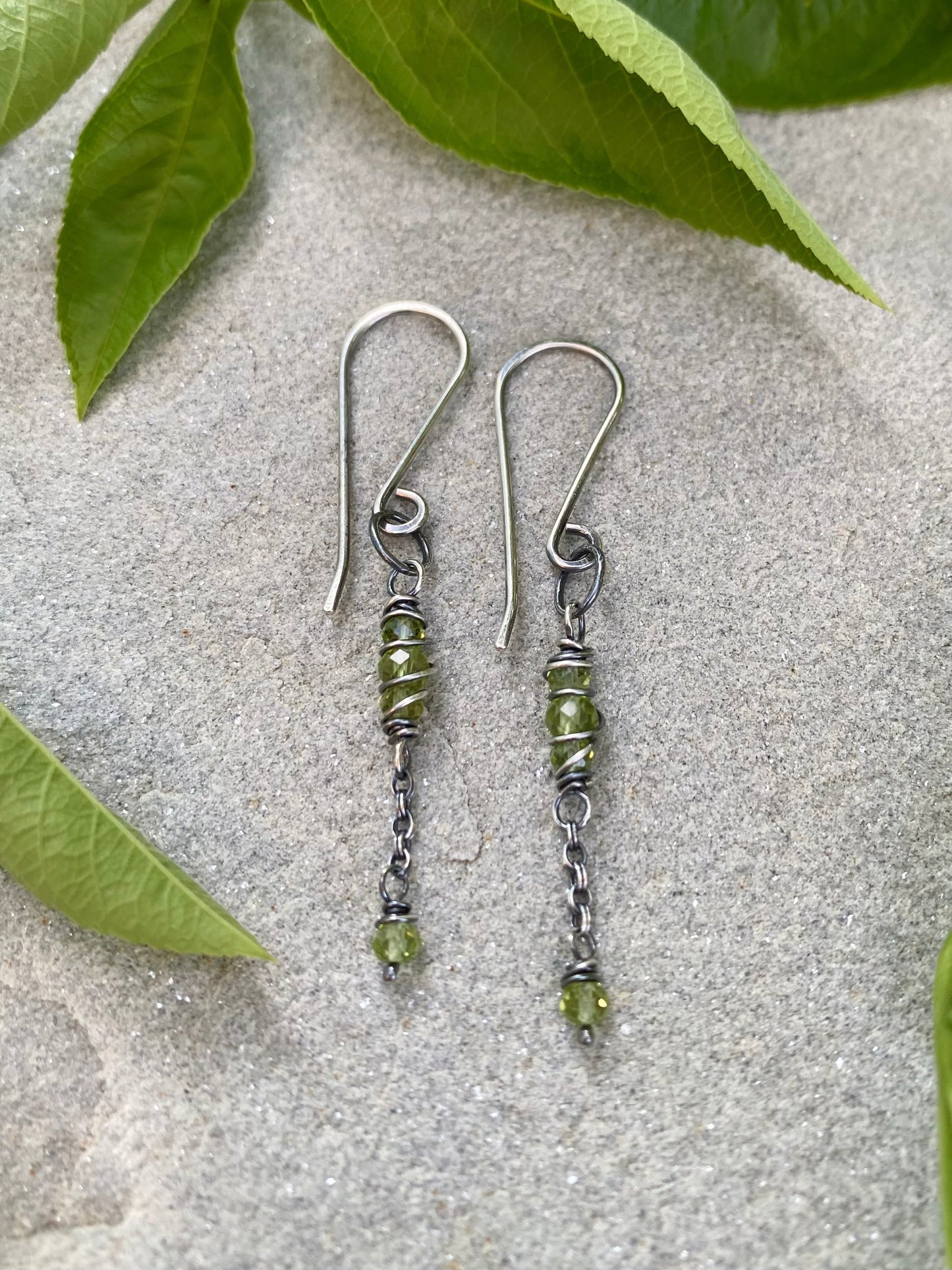peridot satellite earrings
