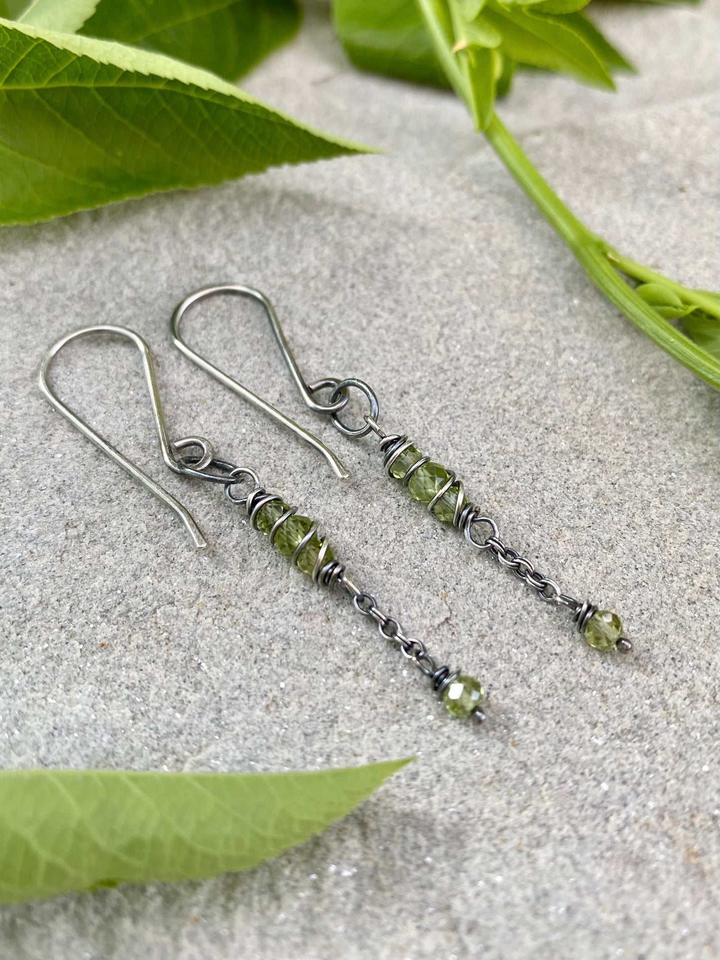 peridot satellite earrings