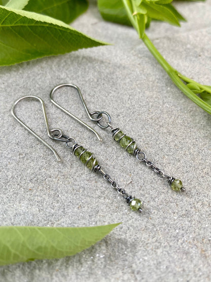 peridot satellite earrings