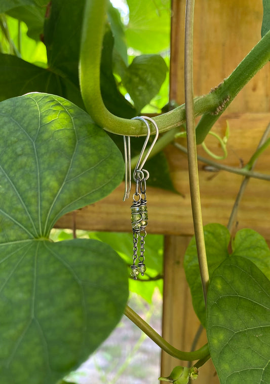 peridot satellite earrings