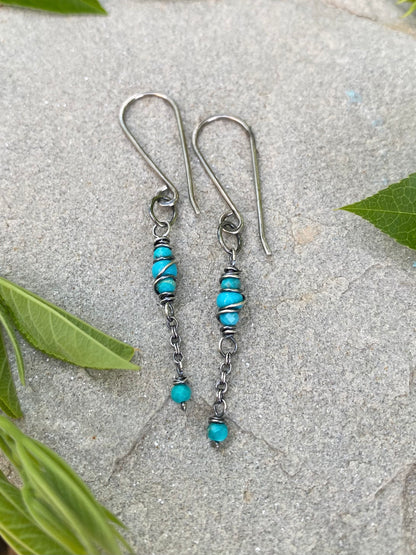 turquoise satellite earrings