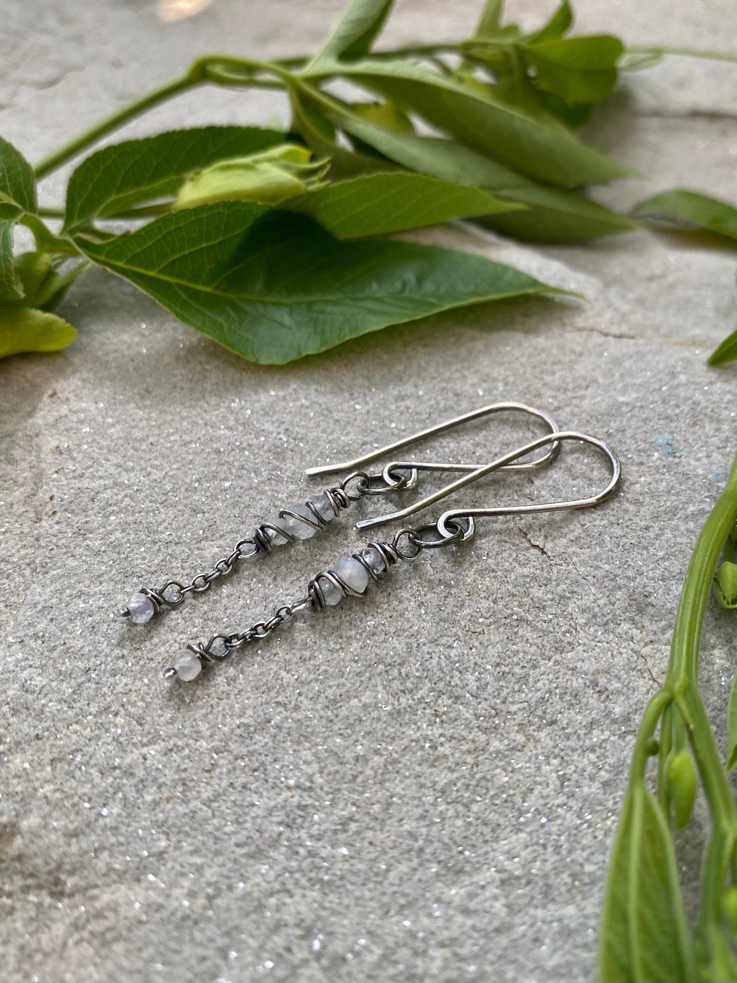 moonstone satellite earrings