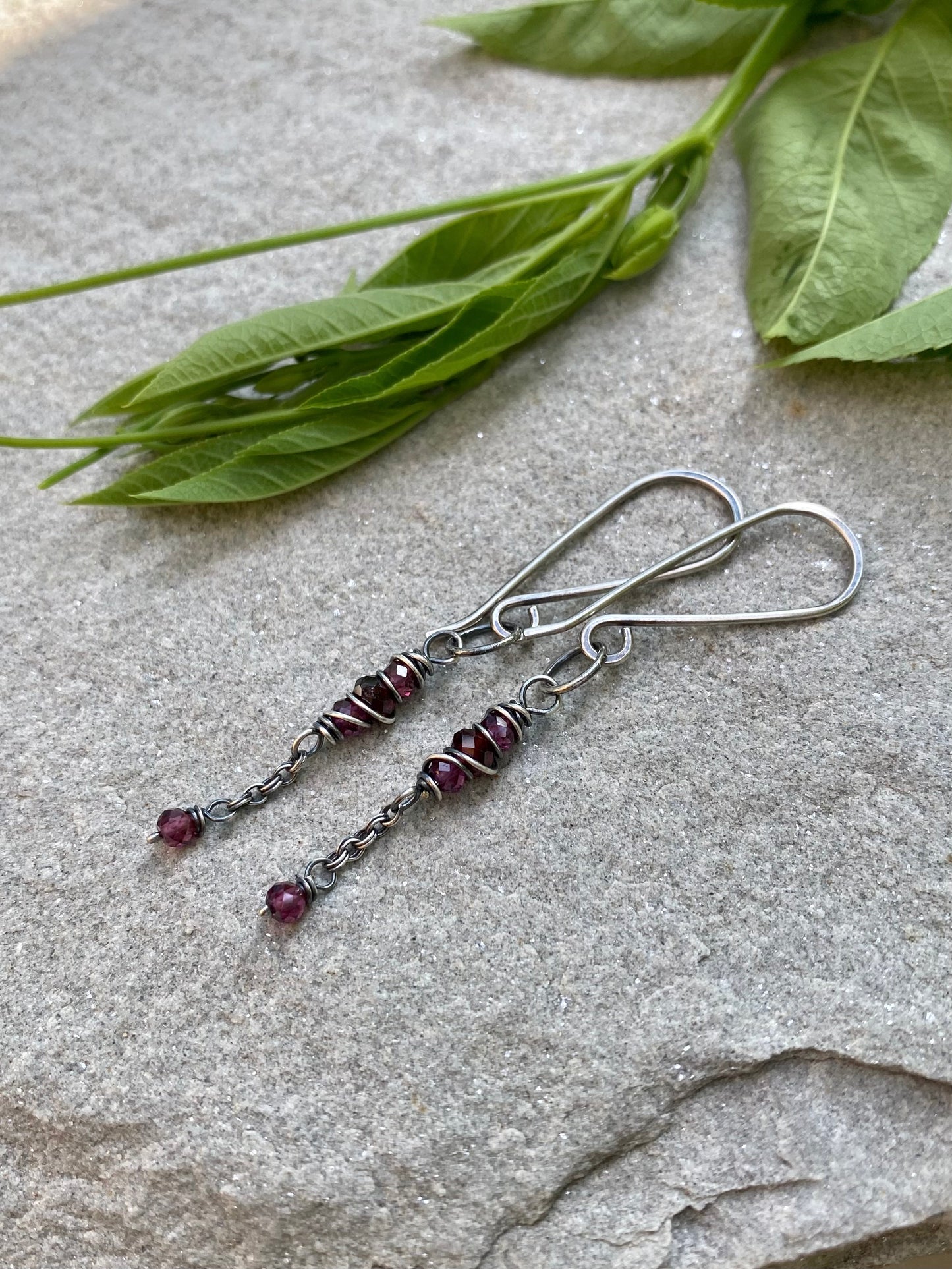 garnet satellite earrings