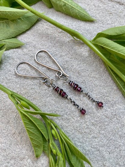 garnet satellite earrings