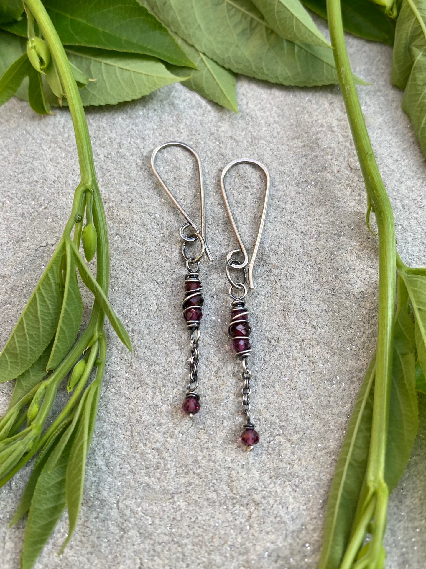garnet satellite earrings