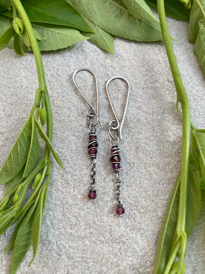 garnet satellite earrings