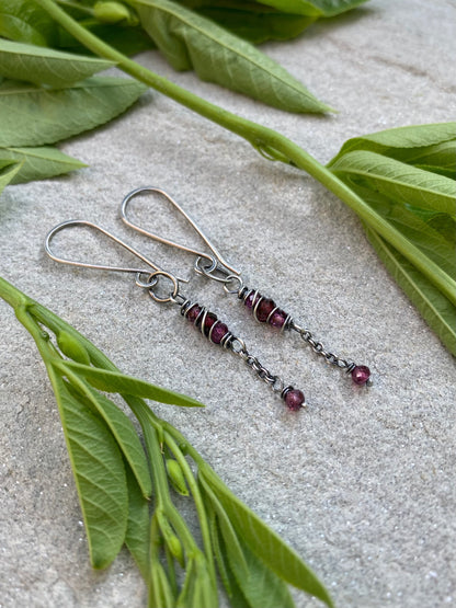 garnet satellite earrings