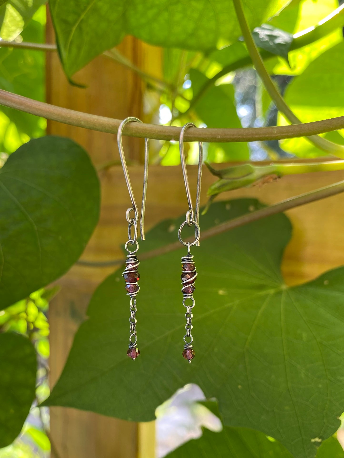 garnet satellite earrings