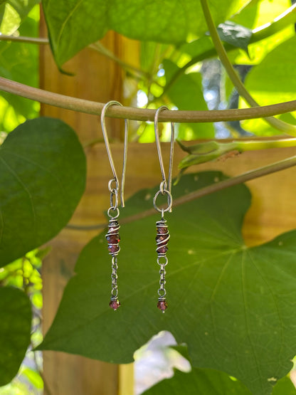 garnet satellite earrings