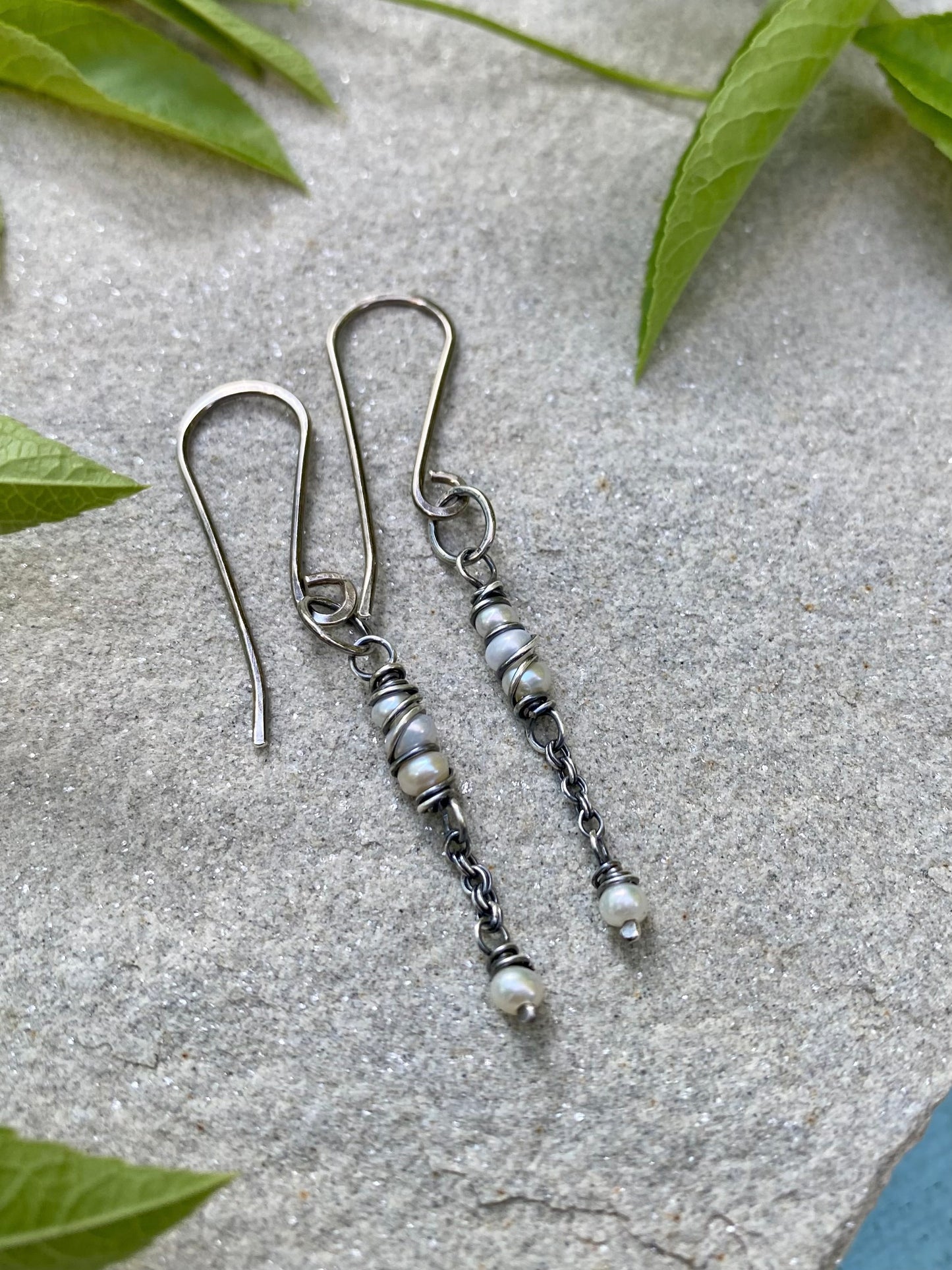 pearl satellite earrings