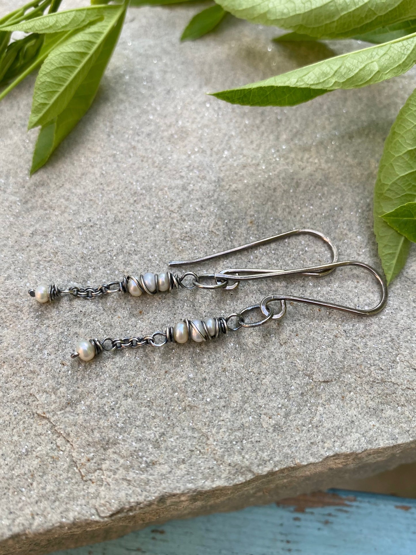 pearl satellite earrings