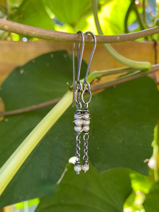 pearl satellite earrings