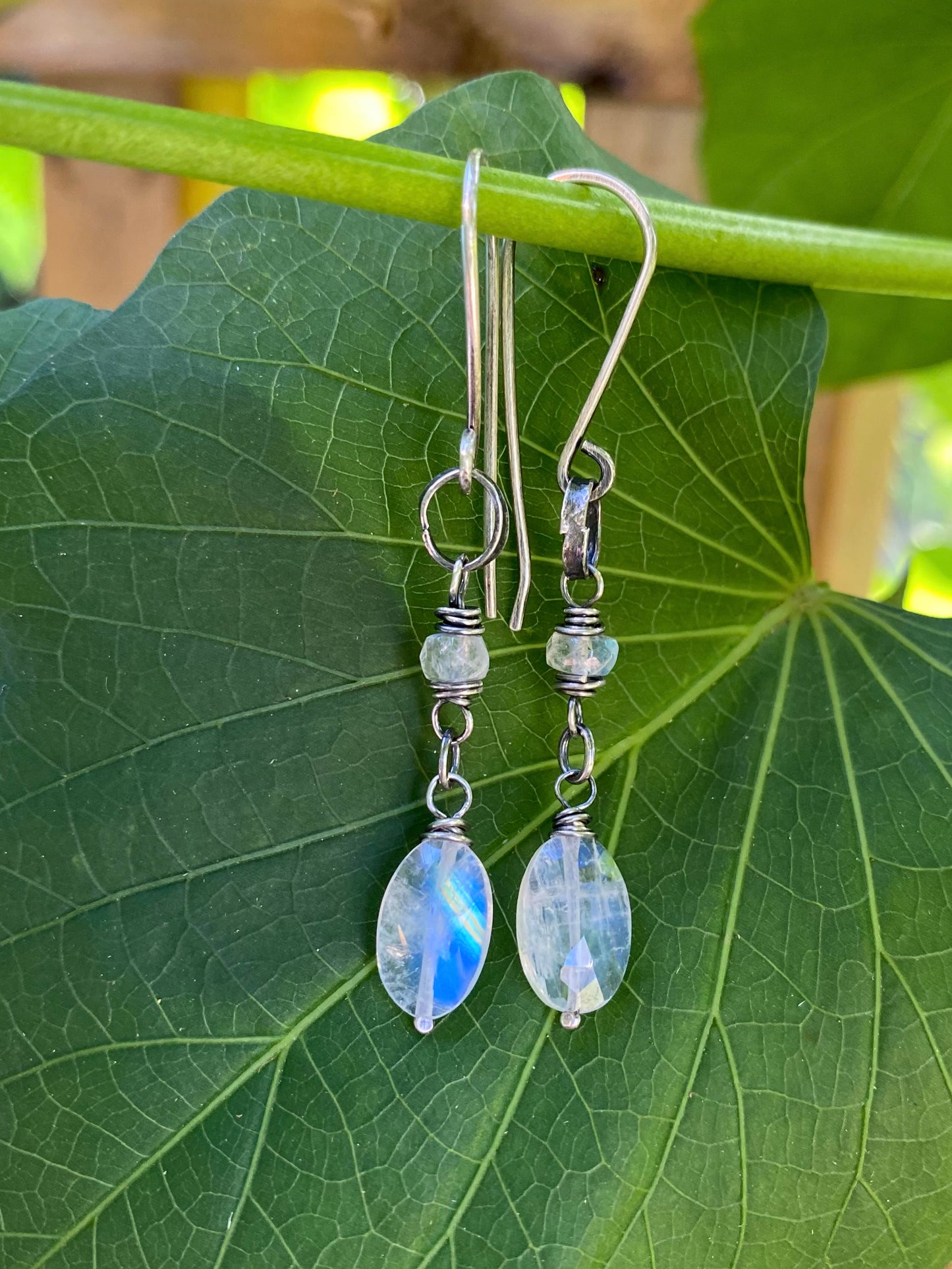 moonstone rustic silver earrings