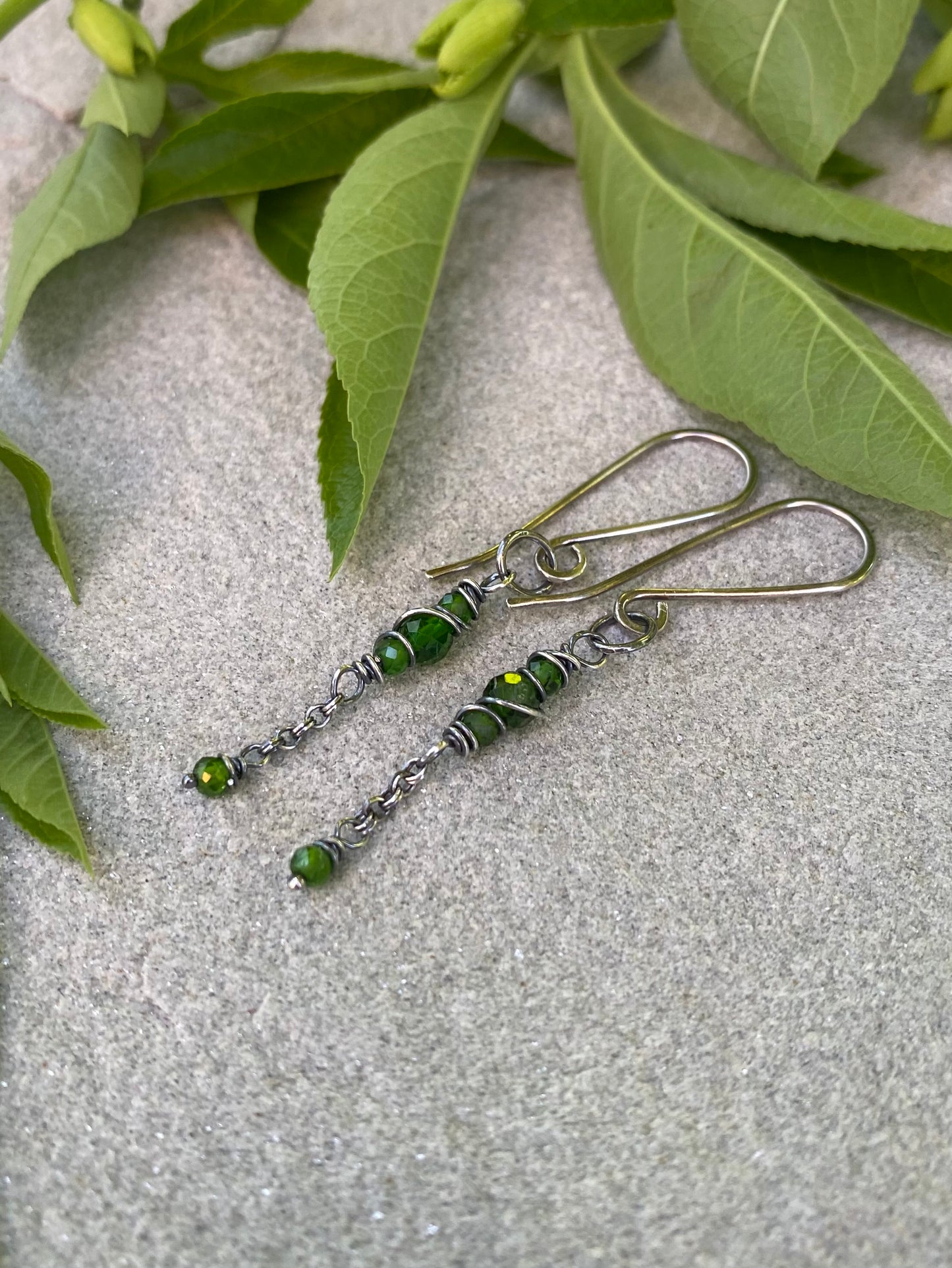 chrome diopside satellite earrings