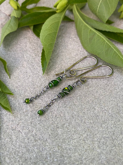 chrome diopside satellite earrings