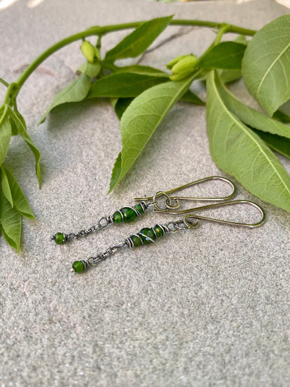 chrome diopside satellite earrings