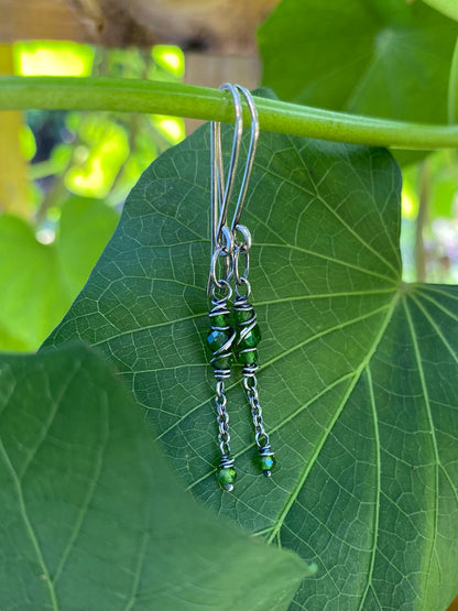 chrome diopside satellite earrings