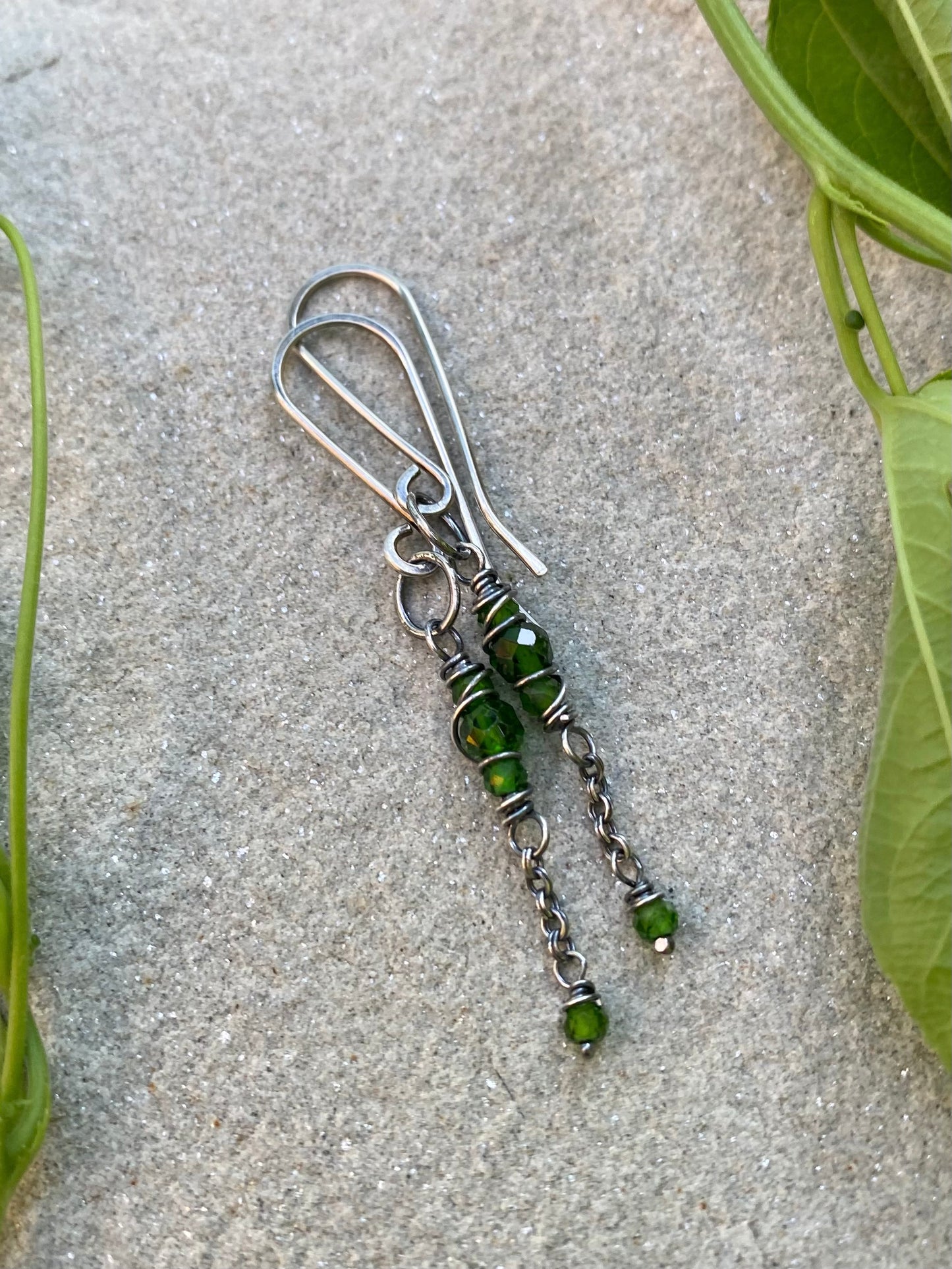 chrome diopside satellite earrings