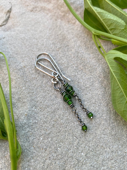 chrome diopside satellite earrings
