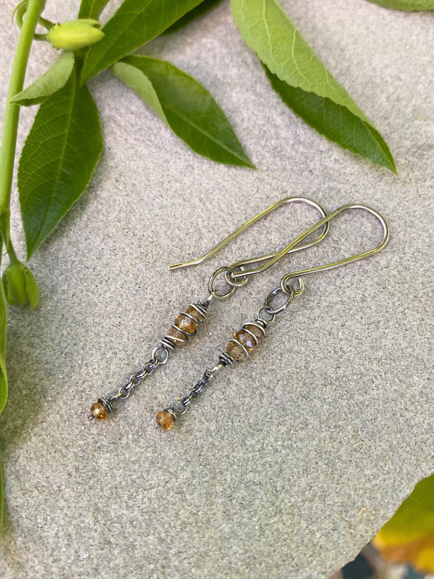 citrine satellite earrings