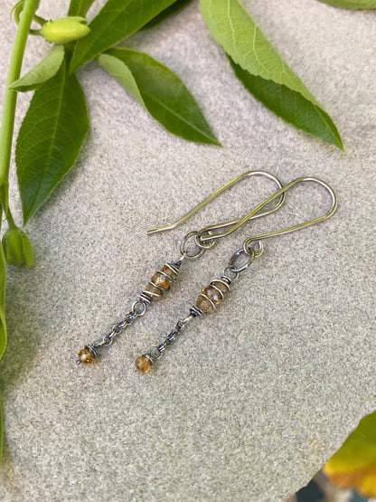 citrine satellite earrings