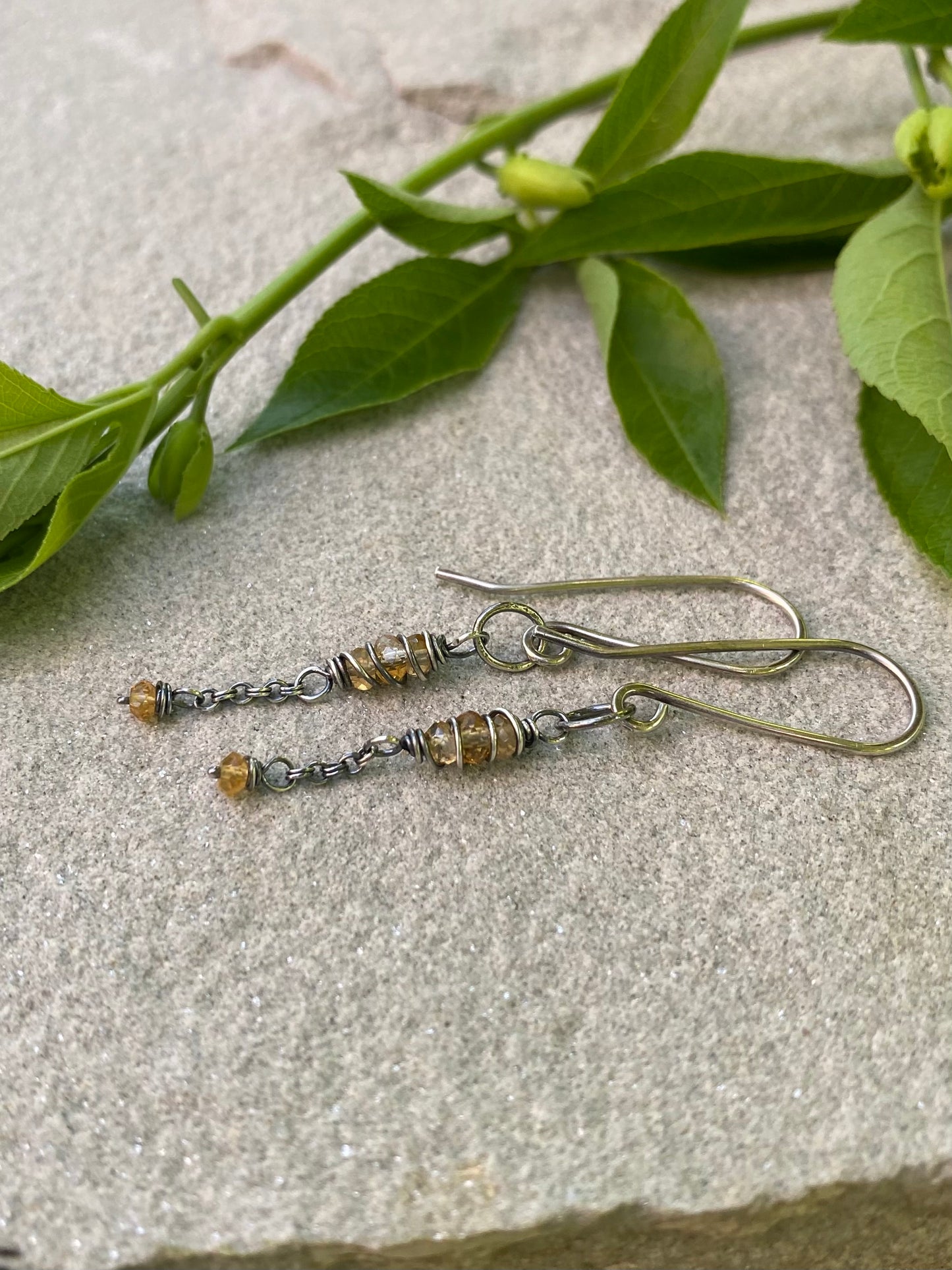 citrine satellite earrings