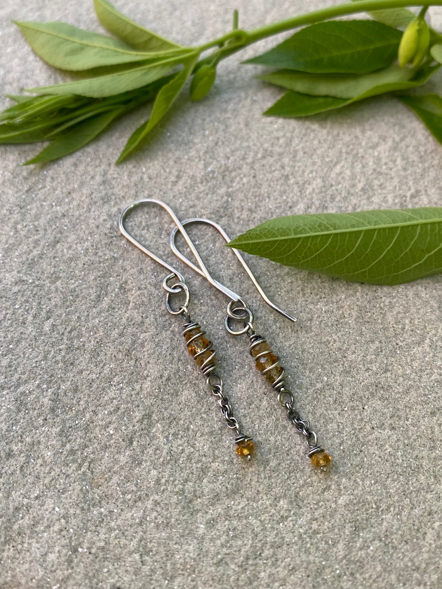 citrine satellite earrings